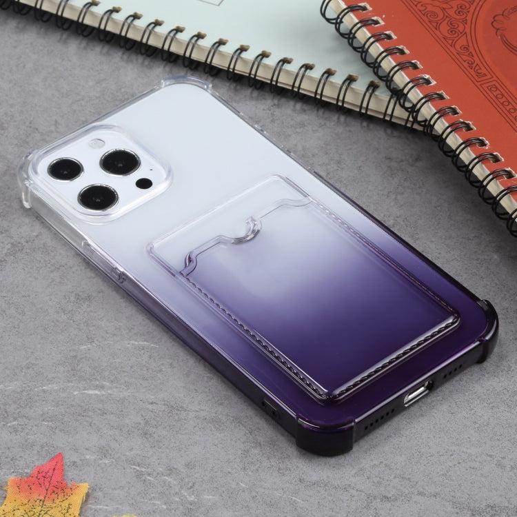 For iPhone 13 Pro Max Gradient Anti-fall Mobile Phone Protective Case with Card Holder
