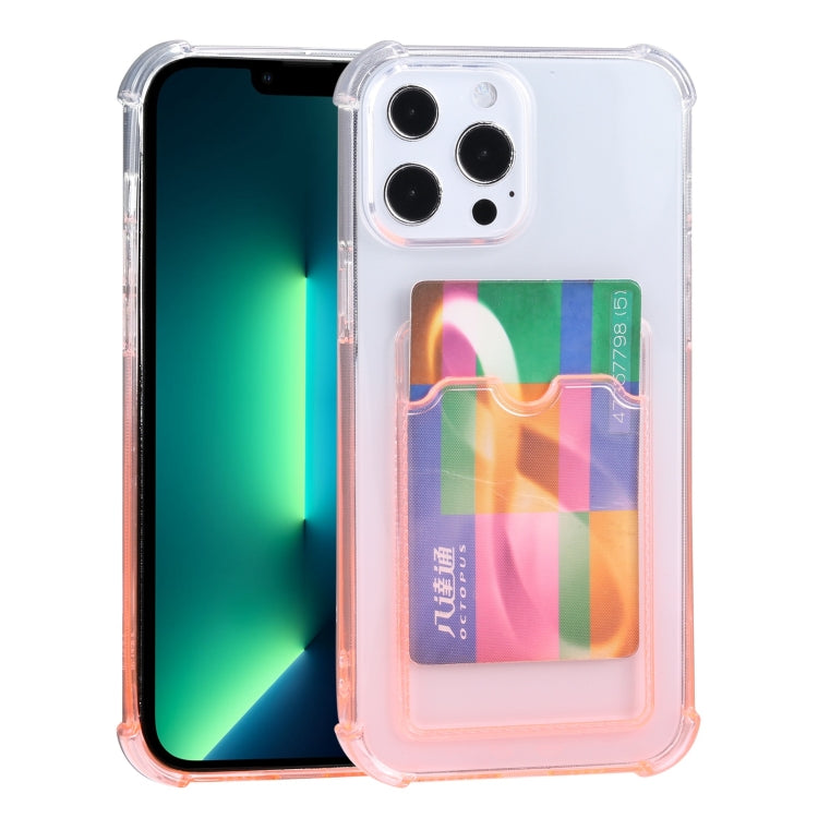 For iPhone 13 Pro Max Gradient Anti-fall Mobile Phone Protective Case with Card Holder