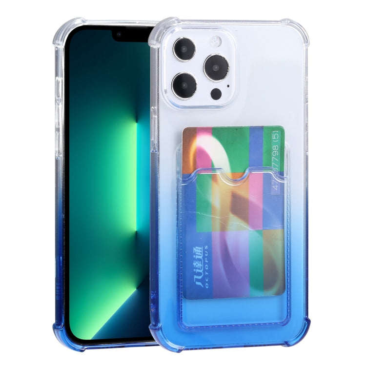For iPhone 13 Pro Max Gradient Anti-fall Mobile Phone Protective Case with Card Holder