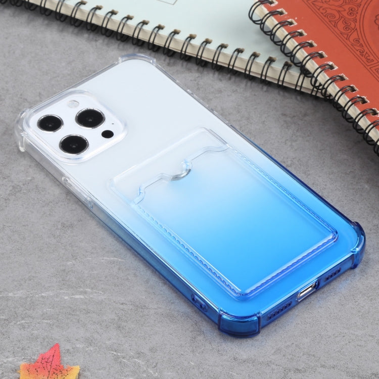 For iPhone 13 Pro Max Gradient Anti-fall Mobile Phone Protective Case with Card Holder