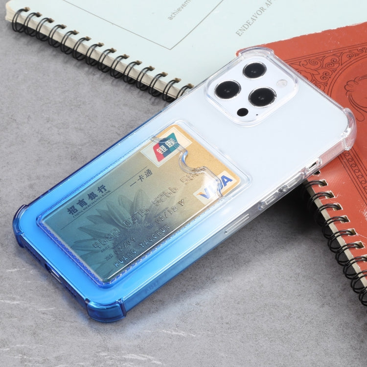 For iPhone 13 Pro Max Gradient Anti-fall Mobile Phone Protective Case with Card Holder