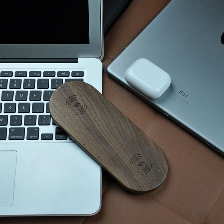 2 In 1 Multi-function Wood Wireless Charging Wireless Charger for iPhone & iWatch & AirPods