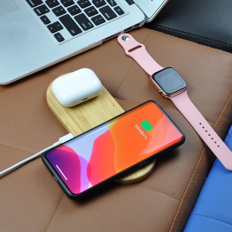 2 In 1 Multi-function Wood Wireless Charging Wireless Charger for iPhone & iWatch & AirPods