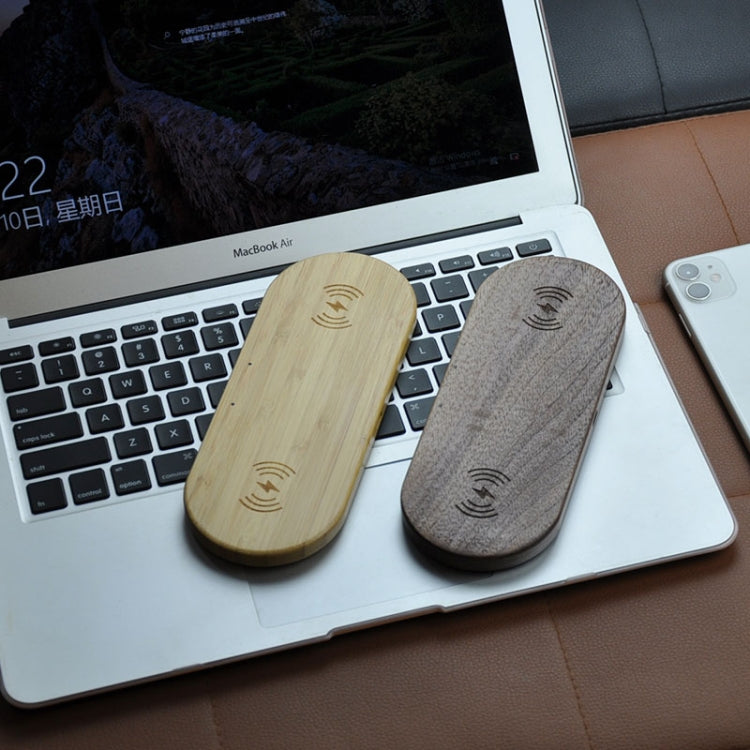 2 In 1 Multi-function Wood Wireless Charging Wireless Charger for iPhone & iWatch & AirPods
