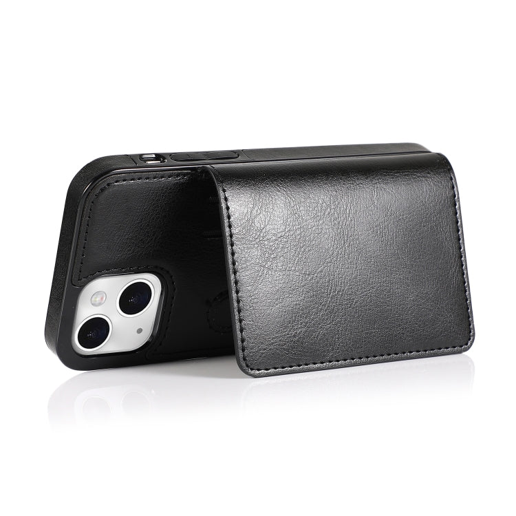 For iPhone 13 mini Shockproof PU + TPU Protective Case with Card Slots & Holder