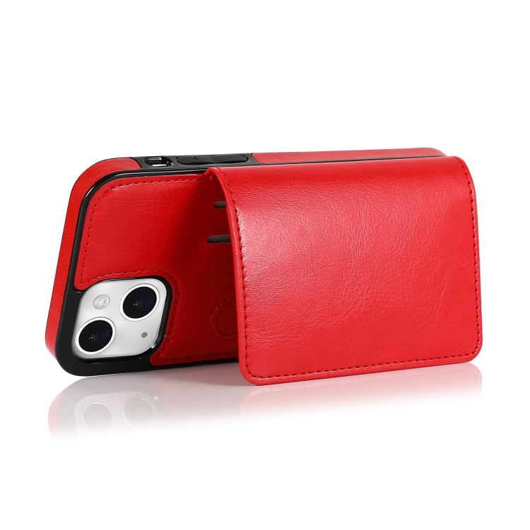 For iPhone 13 mini Shockproof PU + TPU Protective Case with Card Slots & Holder