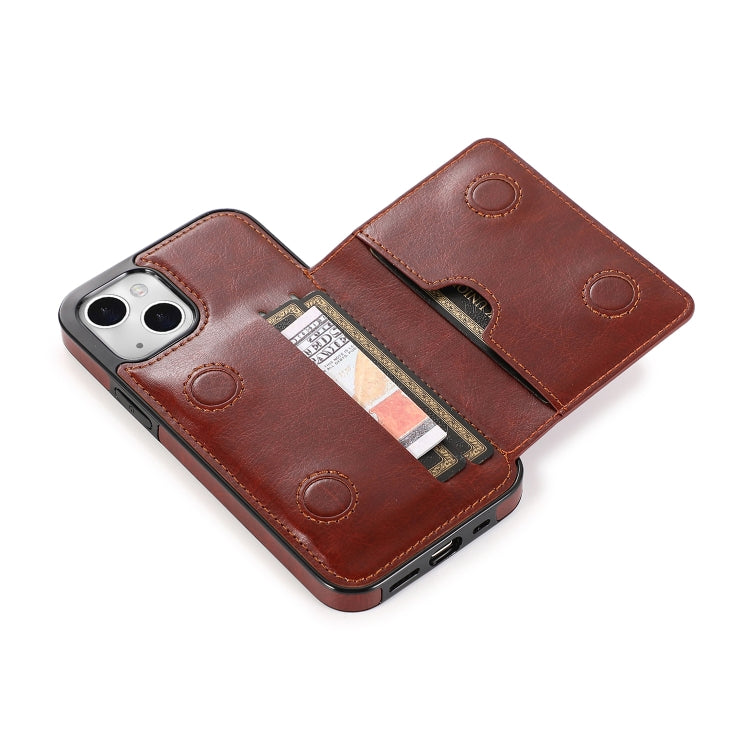 For iPhone 13 mini Shockproof PU + TPU Protective Case with Card Slots & Holder