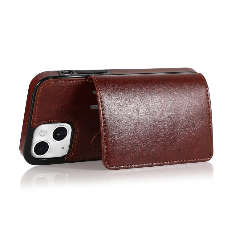 For iPhone 13 mini Shockproof PU + TPU Protective Case with Card Slots & Holder