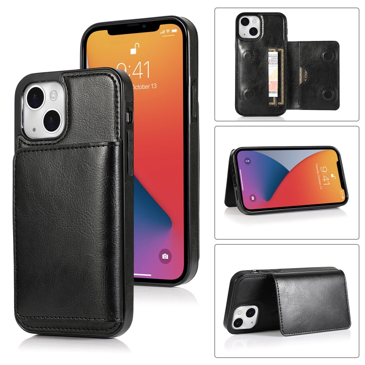 For iPhone 13 Shockproof PU + TPU Protective Case with Card Slots & Holder