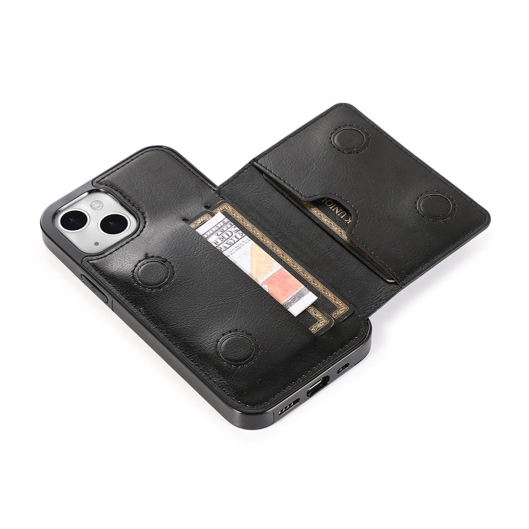 For iPhone 13 Shockproof PU + TPU Protective Case with Card Slots & Holder
