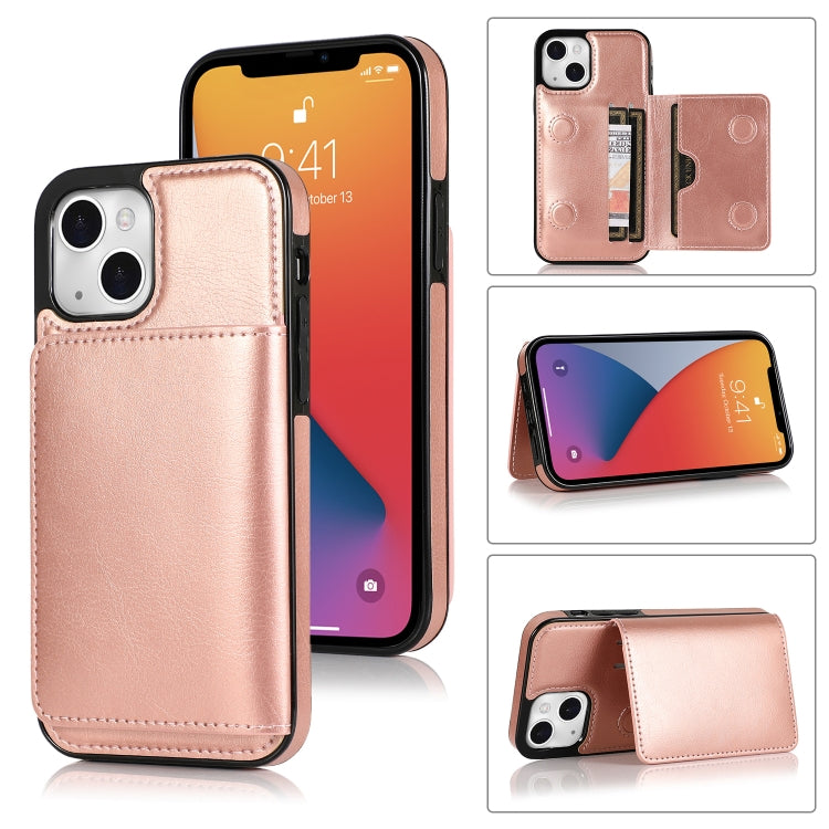 For iPhone 13 Shockproof PU + TPU Protective Case with Card Slots & Holder