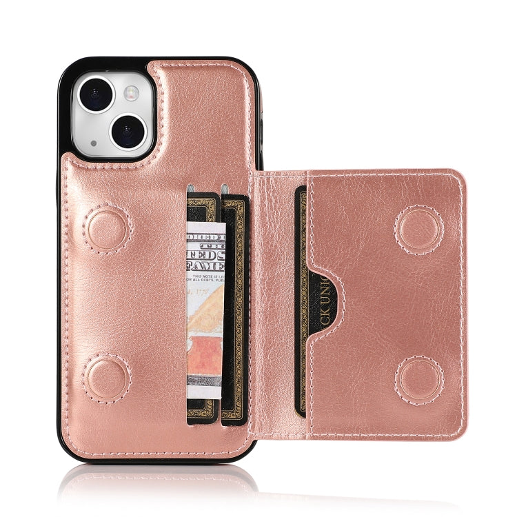 For iPhone 13 Shockproof PU + TPU Protective Case with Card Slots & Holder