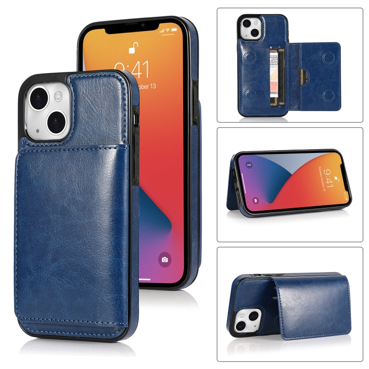 For iPhone 13 Shockproof PU + TPU Protective Case with Card Slots & Holder