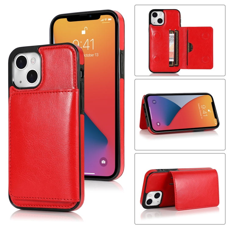 For iPhone 13 Shockproof PU + TPU Protective Case with Card Slots & Holder