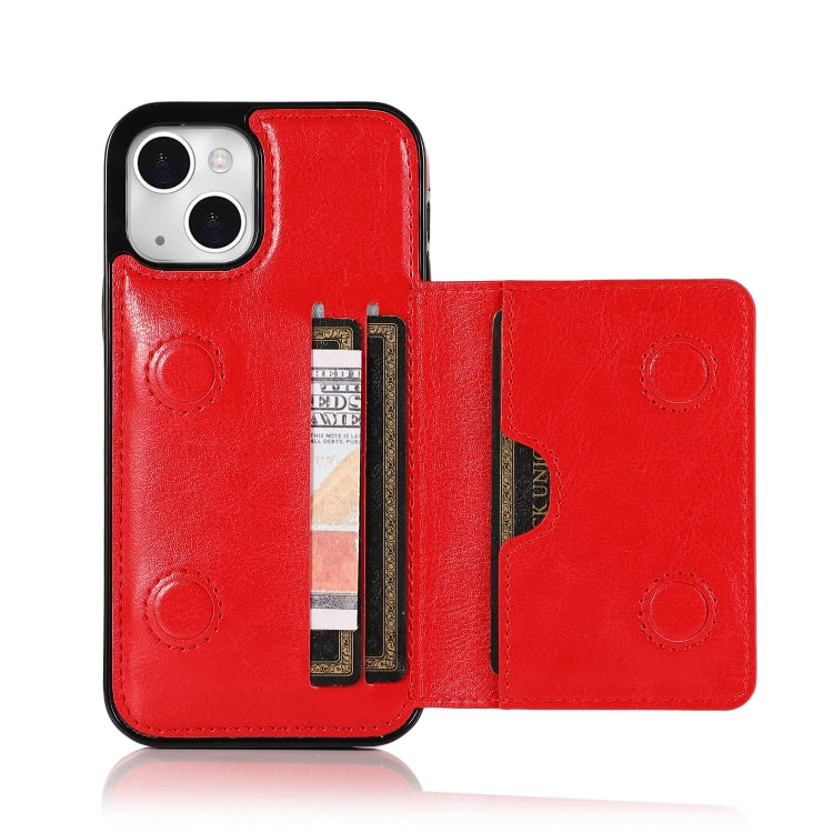 For iPhone 13 Shockproof PU + TPU Protective Case with Card Slots & Holder