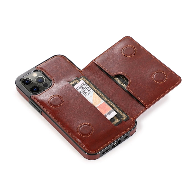 For iPhone 13 Pro Shockproof PU + TPU Protective Case with Card Slots & Holder