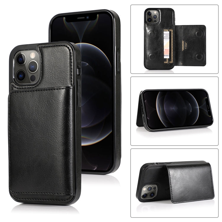 For iPhone 13 Pro Max Shockproof PU + TPU Protective Case with Card Slots & Holder