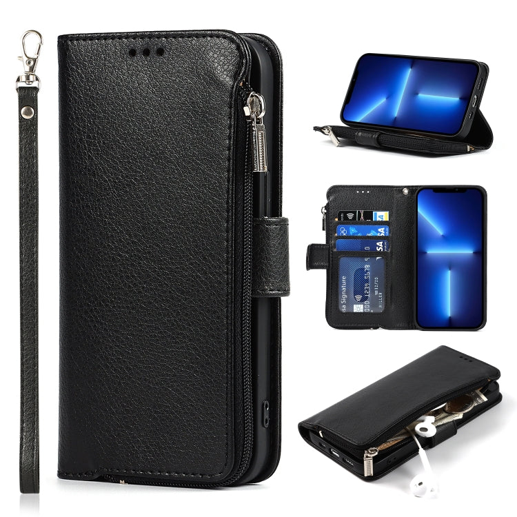 For iPhone 13 mini Microfiber Zipper Horizontal Flip Leather Case with Holder & Card Slots & Wallet