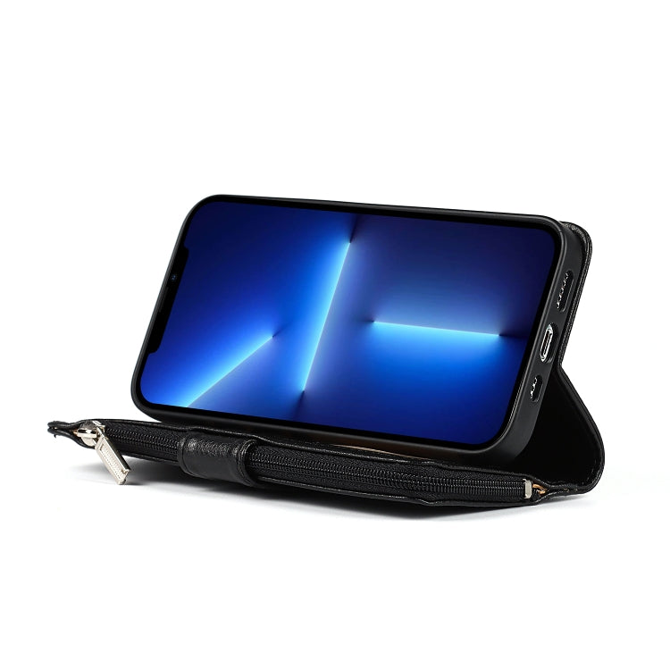 For iPhone 13 mini Microfiber Zipper Horizontal Flip Leather Case with Holder & Card Slots & Wallet