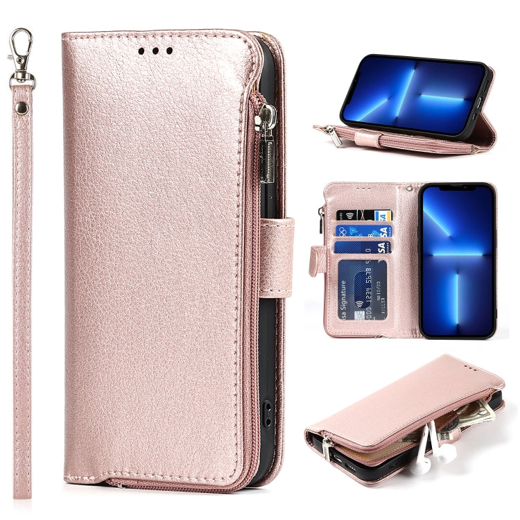 For iPhone 13 mini Microfiber Zipper Horizontal Flip Leather Case with Holder & Card Slots & Wallet
