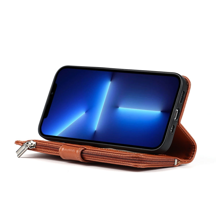 For iPhone 13 mini Microfiber Zipper Horizontal Flip Leather Case with Holder & Card Slots & Wallet