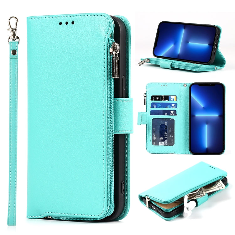 For iPhone 13 mini Microfiber Zipper Horizontal Flip Leather Case with Holder & Card Slots & Wallet