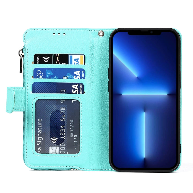 For iPhone 13 mini Microfiber Zipper Horizontal Flip Leather Case with Holder & Card Slots & Wallet