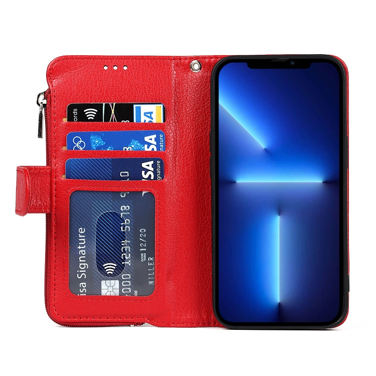 For iPhone 13 mini Microfiber Zipper Horizontal Flip Leather Case with Holder & Card Slots & Wallet