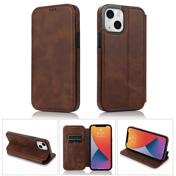 For iPhone 13 mini Strong Magnetic Closure PU + TPU Leather Case with Card Slots & Holder