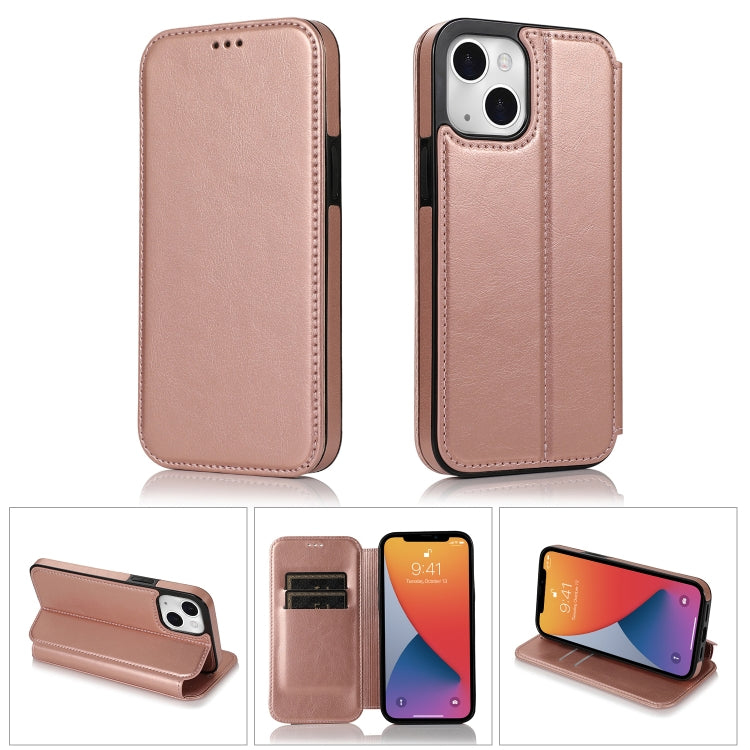 For iPhone 13 mini Strong Magnetic Closure PU + TPU Leather Case with Card Slots & Holder