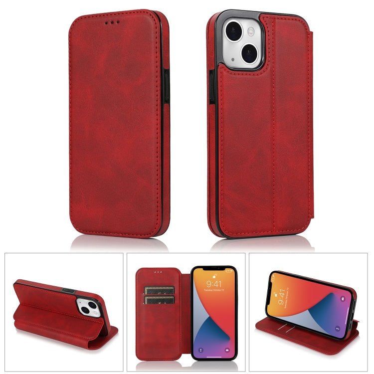 For iPhone 13 mini Strong Magnetic Closure PU + TPU Leather Case with Card Slots & Holder