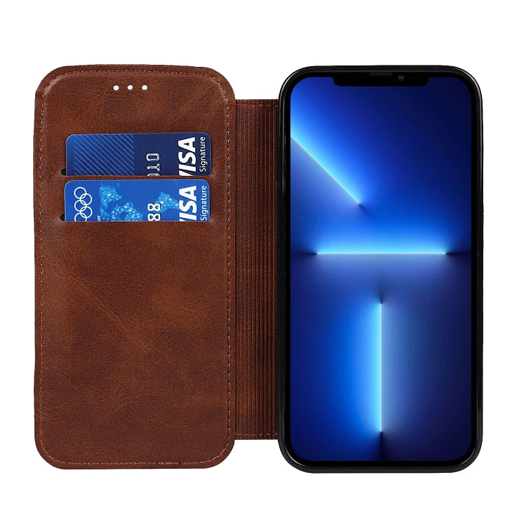 For iPhone 13 Pro Strong Magnetic Closure PU + TPU Leather Case with Card Slots & Holder