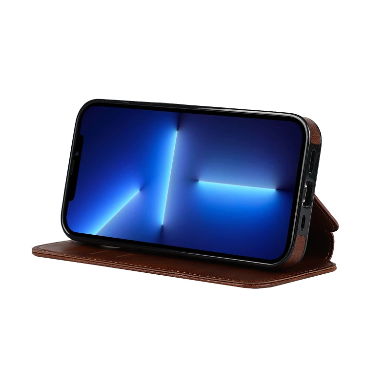 For iPhone 13 Pro Strong Magnetic Closure PU + TPU Leather Case with Card Slots & Holder