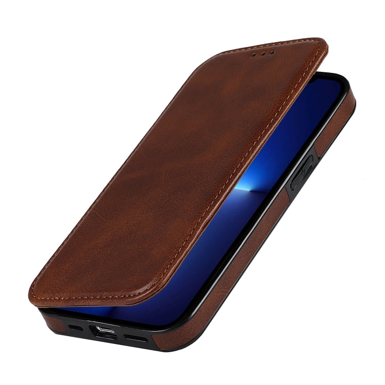 For iPhone 13 Pro Strong Magnetic Closure PU + TPU Leather Case with Card Slots & Holder