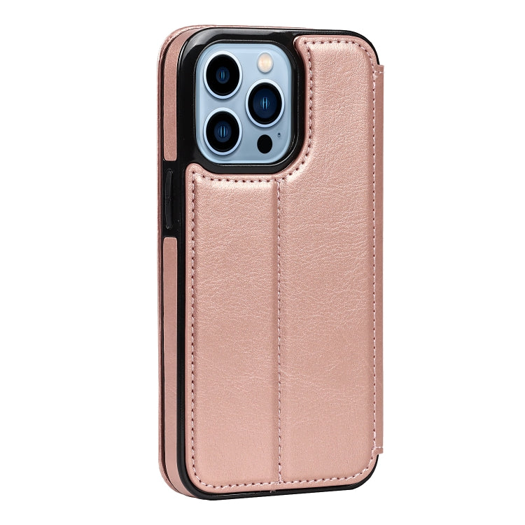 For iPhone 13 Pro Strong Magnetic Closure PU + TPU Leather Case with Card Slots & Holder