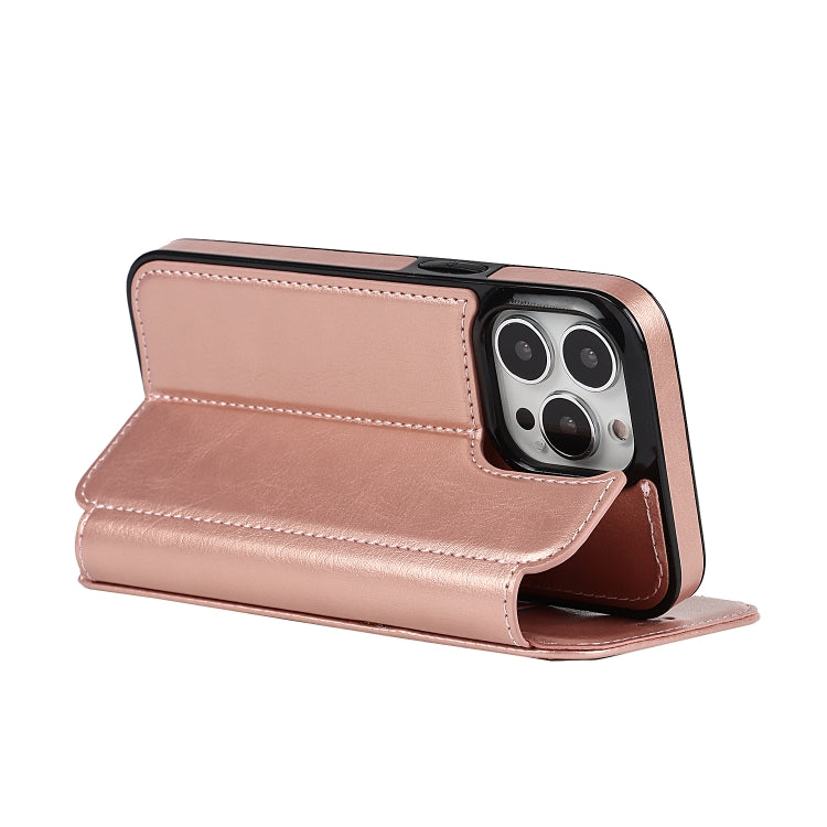 For iPhone 13 Pro Strong Magnetic Closure PU + TPU Leather Case with Card Slots & Holder