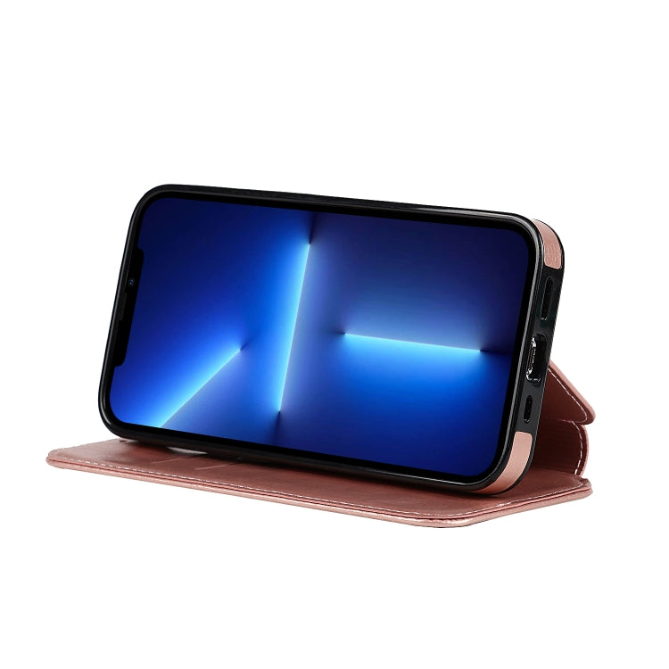 For iPhone 13 Pro Strong Magnetic Closure PU + TPU Leather Case with Card Slots & Holder