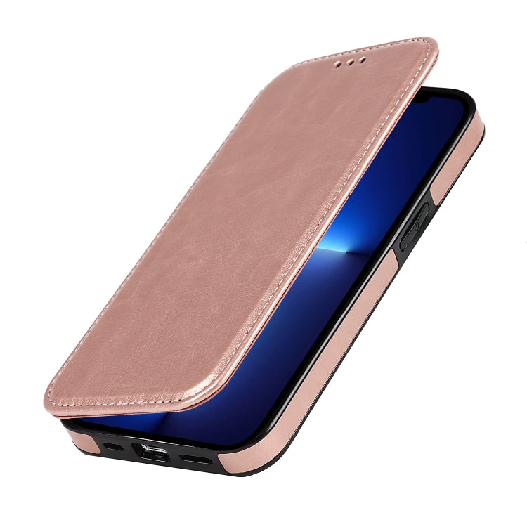 For iPhone 13 Pro Strong Magnetic Closure PU + TPU Leather Case with Card Slots & Holder