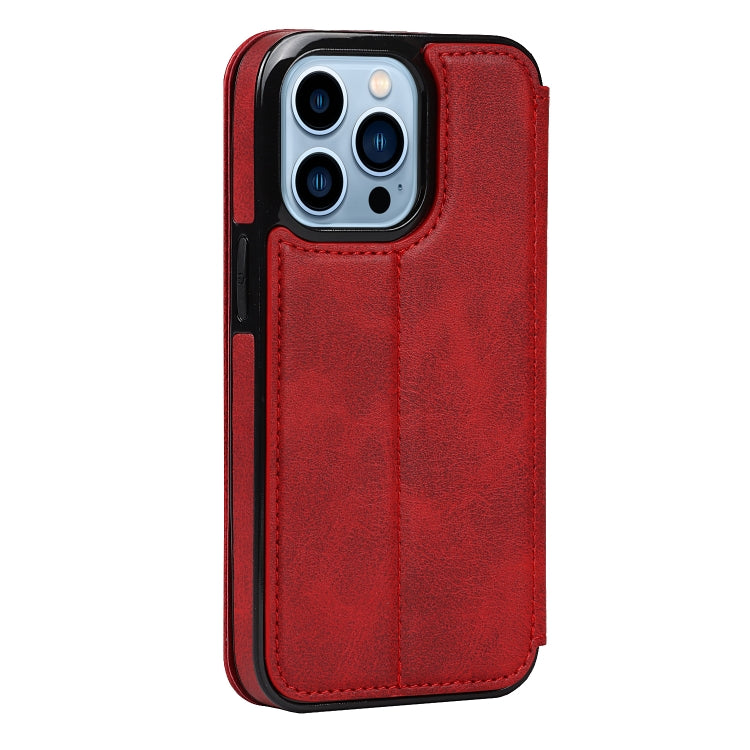 For iPhone 13 Pro Strong Magnetic Closure PU + TPU Leather Case with Card Slots & Holder