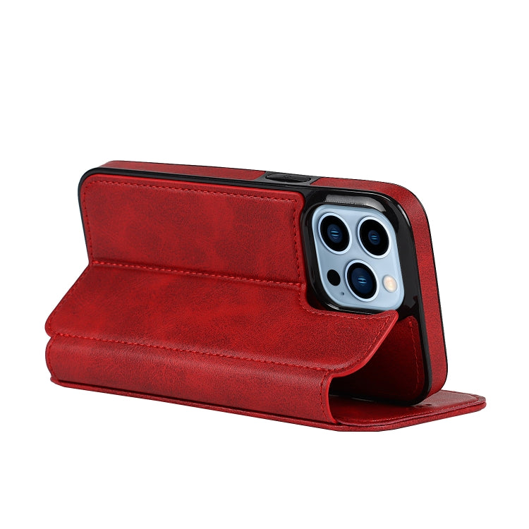 For iPhone 13 Pro Strong Magnetic Closure PU + TPU Leather Case with Card Slots & Holder