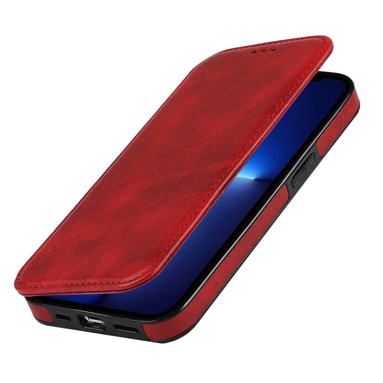 For iPhone 13 Pro Strong Magnetic Closure PU + TPU Leather Case with Card Slots & Holder