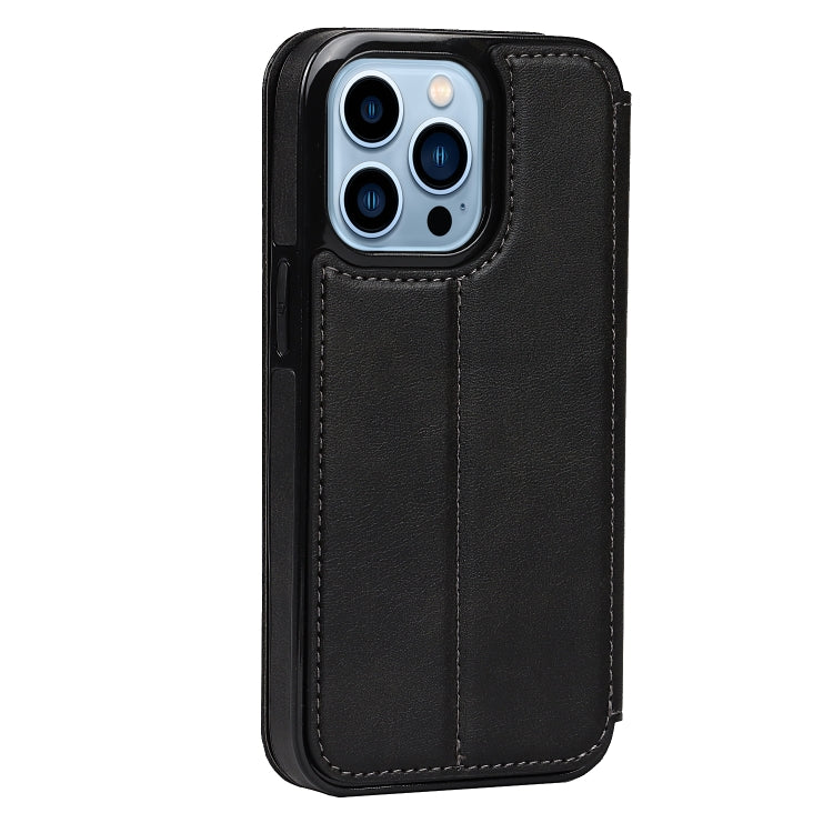 For iPhone 13 Pro Strong Magnetic Closure PU + TPU Leather Case with Card Slots & Holder
