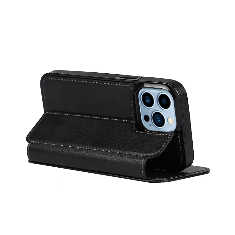 For iPhone 13 Pro Strong Magnetic Closure PU + TPU Leather Case with Card Slots & Holder
