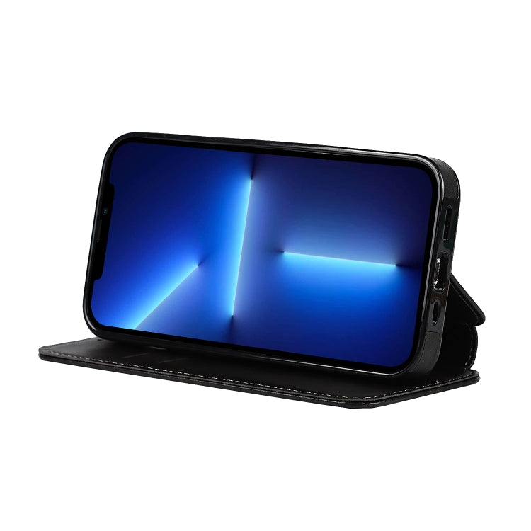 For iPhone 13 Pro Strong Magnetic Closure PU + TPU Leather Case with Card Slots & Holder