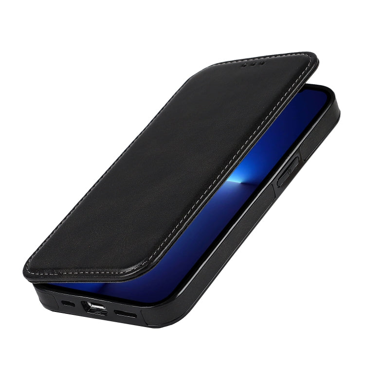 For iPhone 13 Pro Strong Magnetic Closure PU + TPU Leather Case with Card Slots & Holder