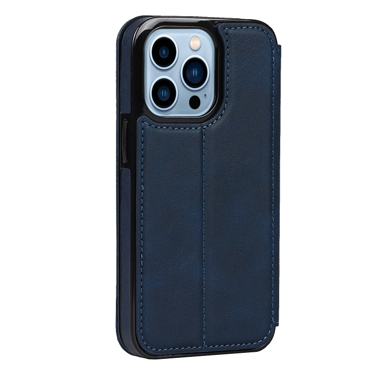 For iPhone 13 Pro Strong Magnetic Closure PU + TPU Leather Case with Card Slots & Holder
