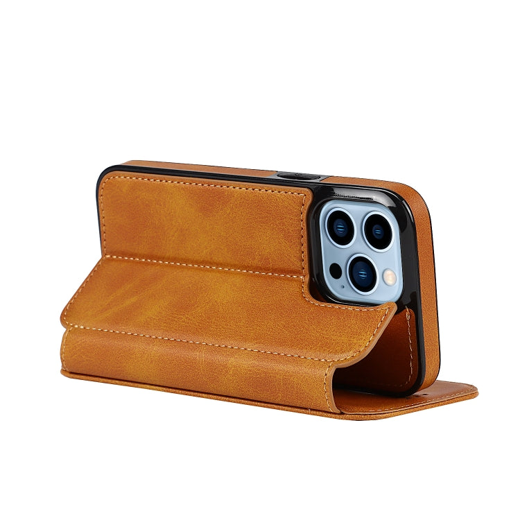 For iPhone 13 Pro Strong Magnetic Closure PU + TPU Leather Case with Card Slots & Holder