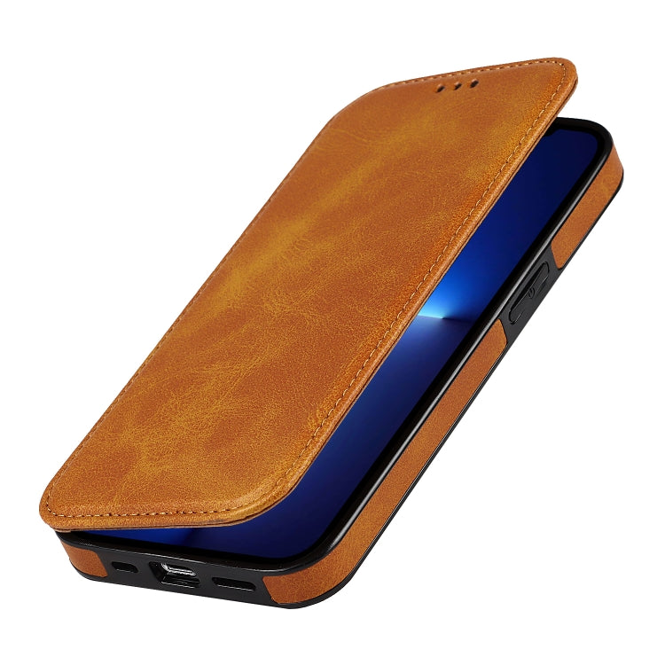 For iPhone 13 Pro Strong Magnetic Closure PU + TPU Leather Case with Card Slots & Holder