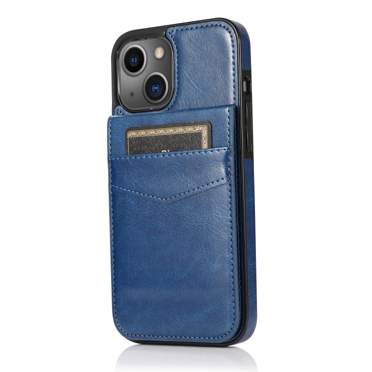 For iPhone 13 Solid Color PC + TPU Protective Case with Holder & Card Slots