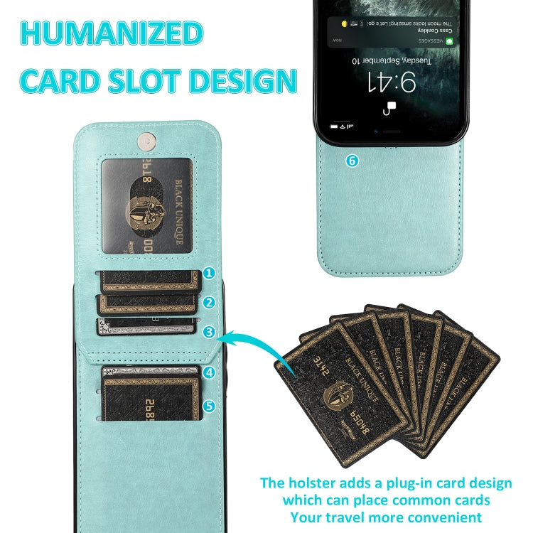 For iPhone 13 Solid Color PC + TPU Protective Case with Holder & Card Slots